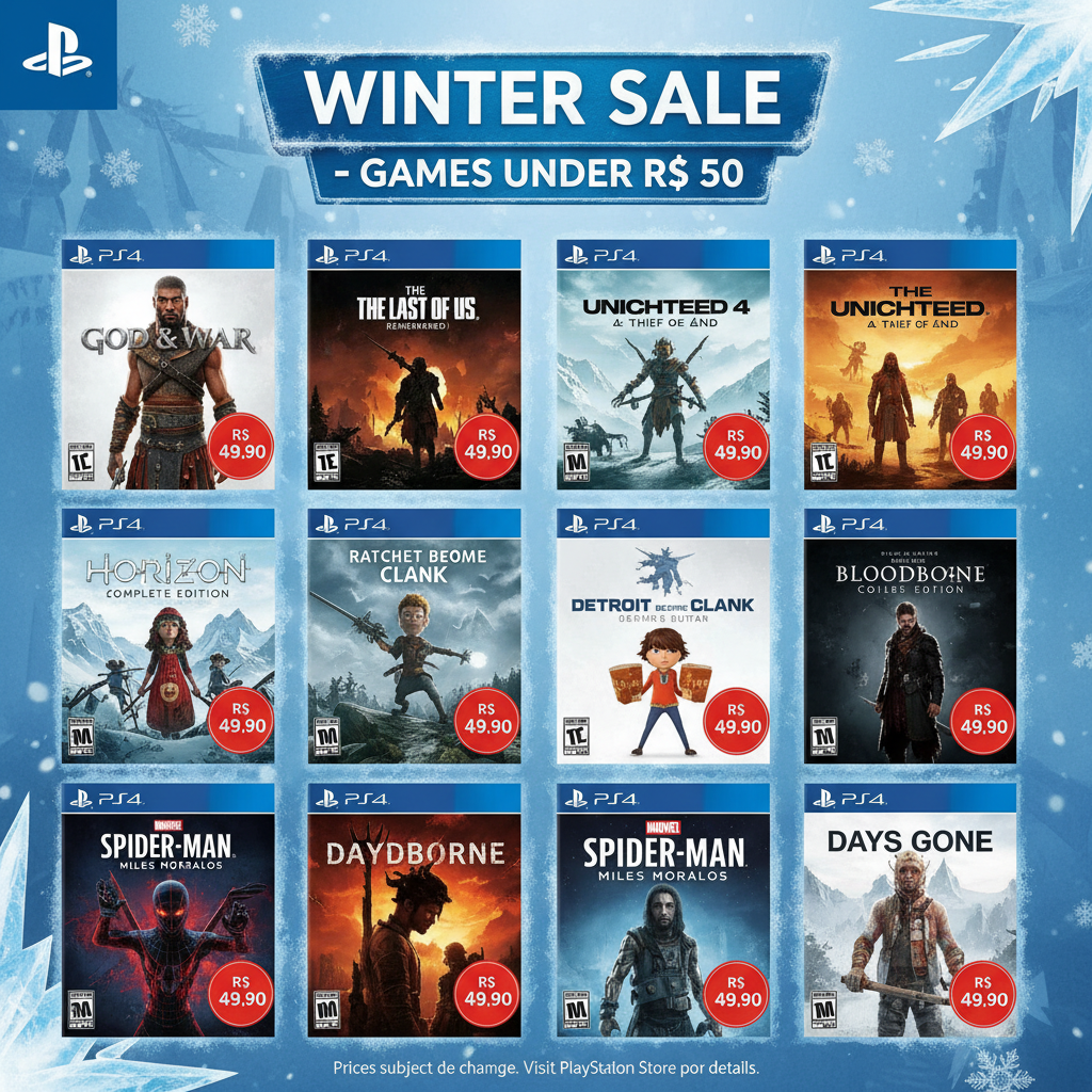 Promoção na PS Store: Jogos de PS4 e PS5 por menos de R$ 50